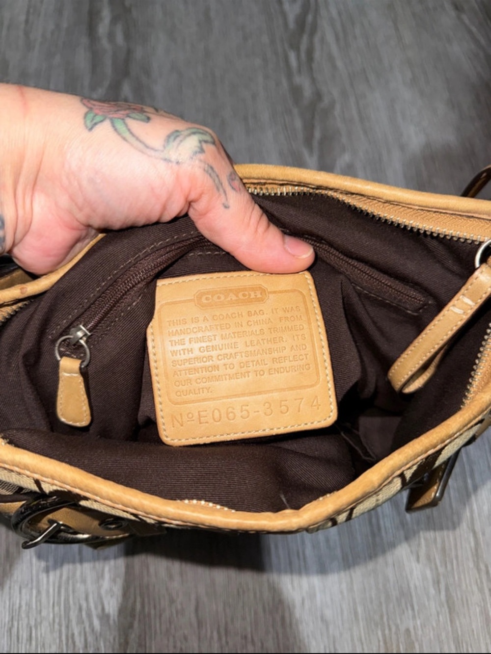 Coach Signature Canvas Shoulder Bag in Brown and Tan